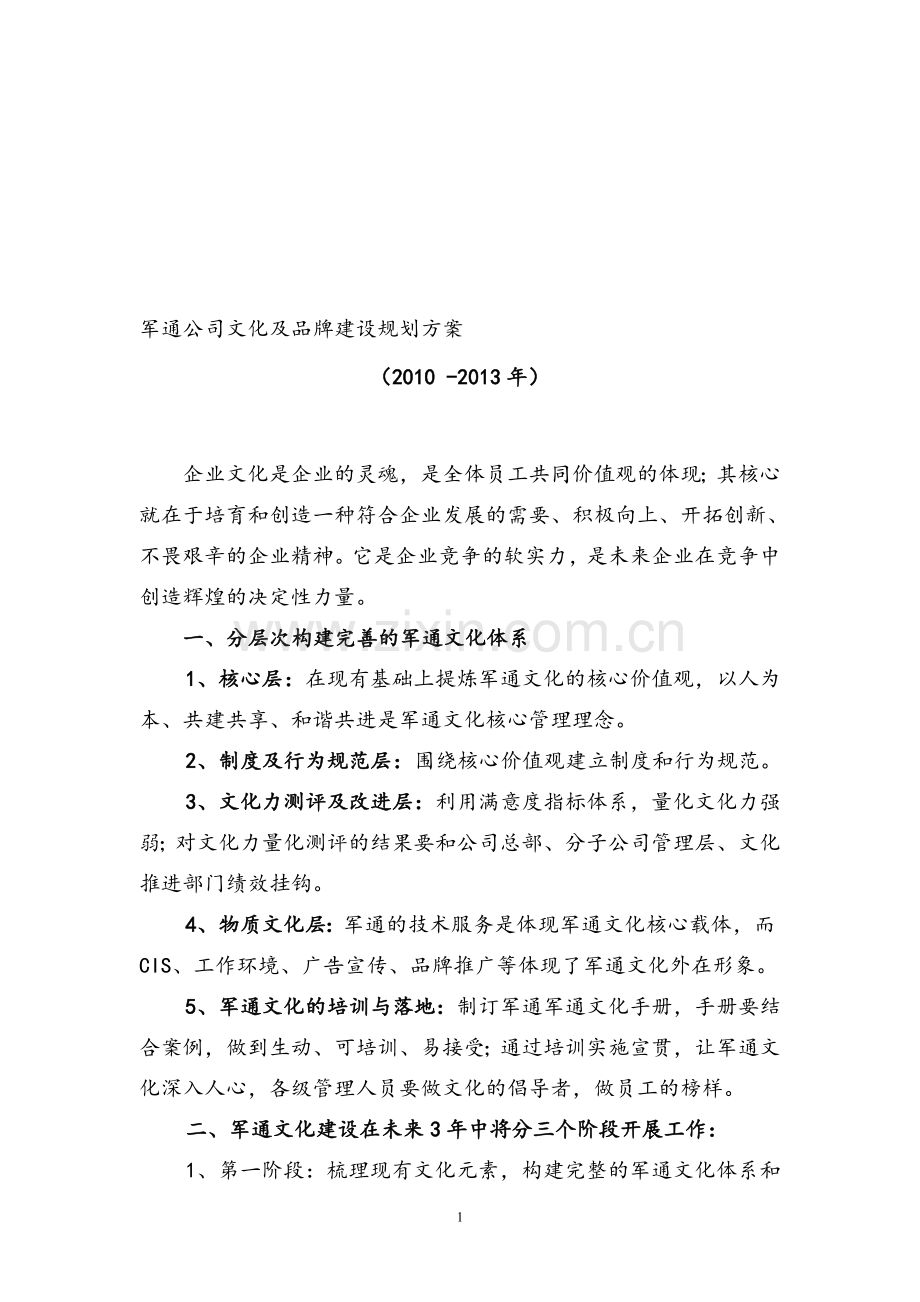 公司文化及品牌建设方案(10-8-2).doc_第1页