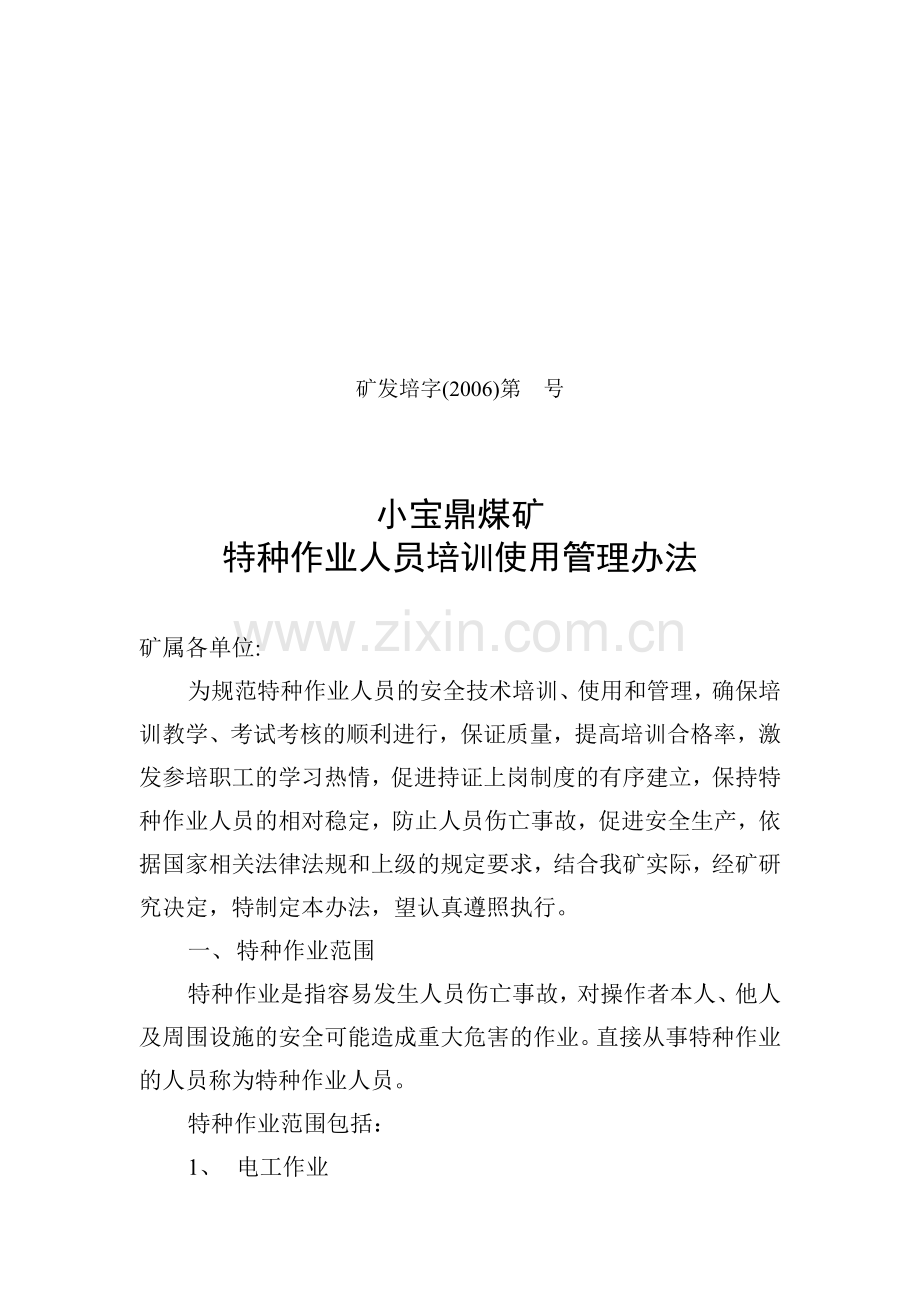 特种作业人员培训使用管理办法.doc_第1页