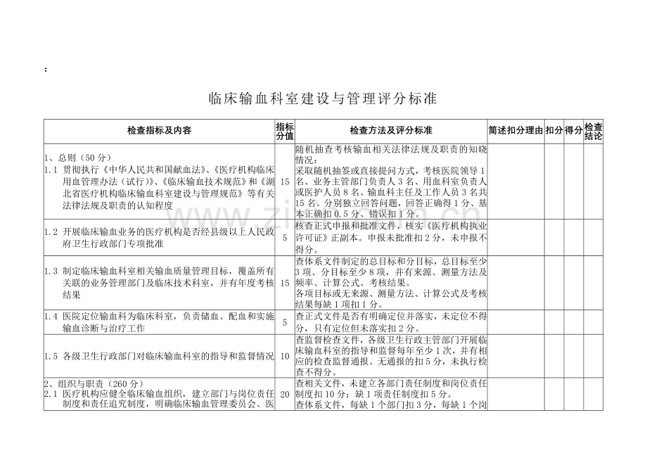 输血管理实施细则考核办法..doc_第1页