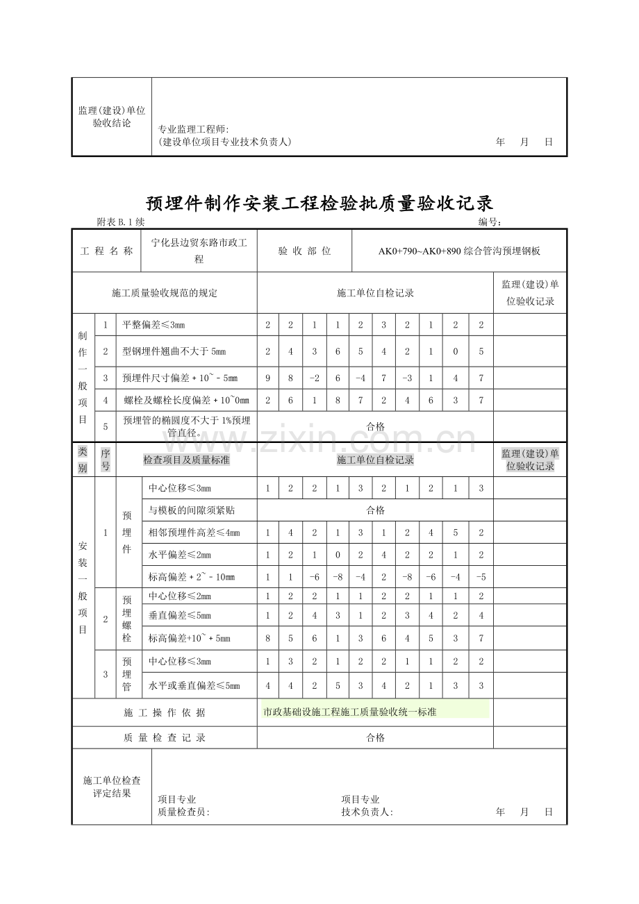 预埋件制作安装工程检验批质量验收记录.doc_第2页