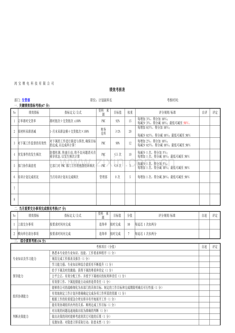 PMC绩效考核表.doc_第1页