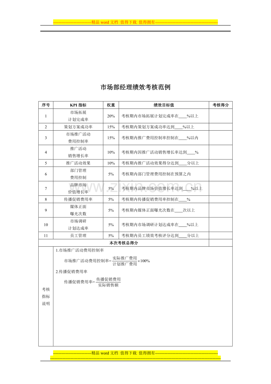 市场部经理绩效考核范例.doc_第1页