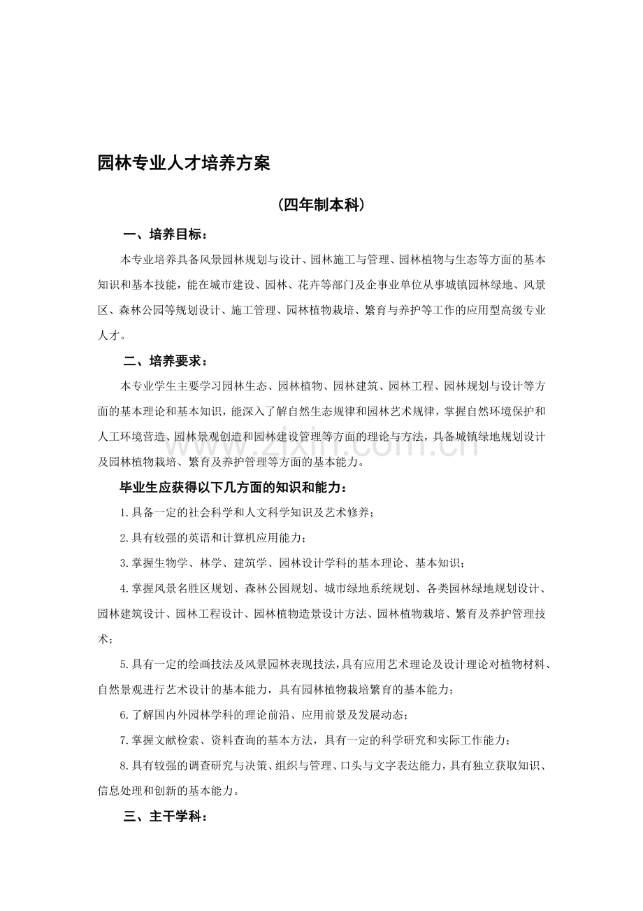 园林专业人才培养方案.doc_第1页