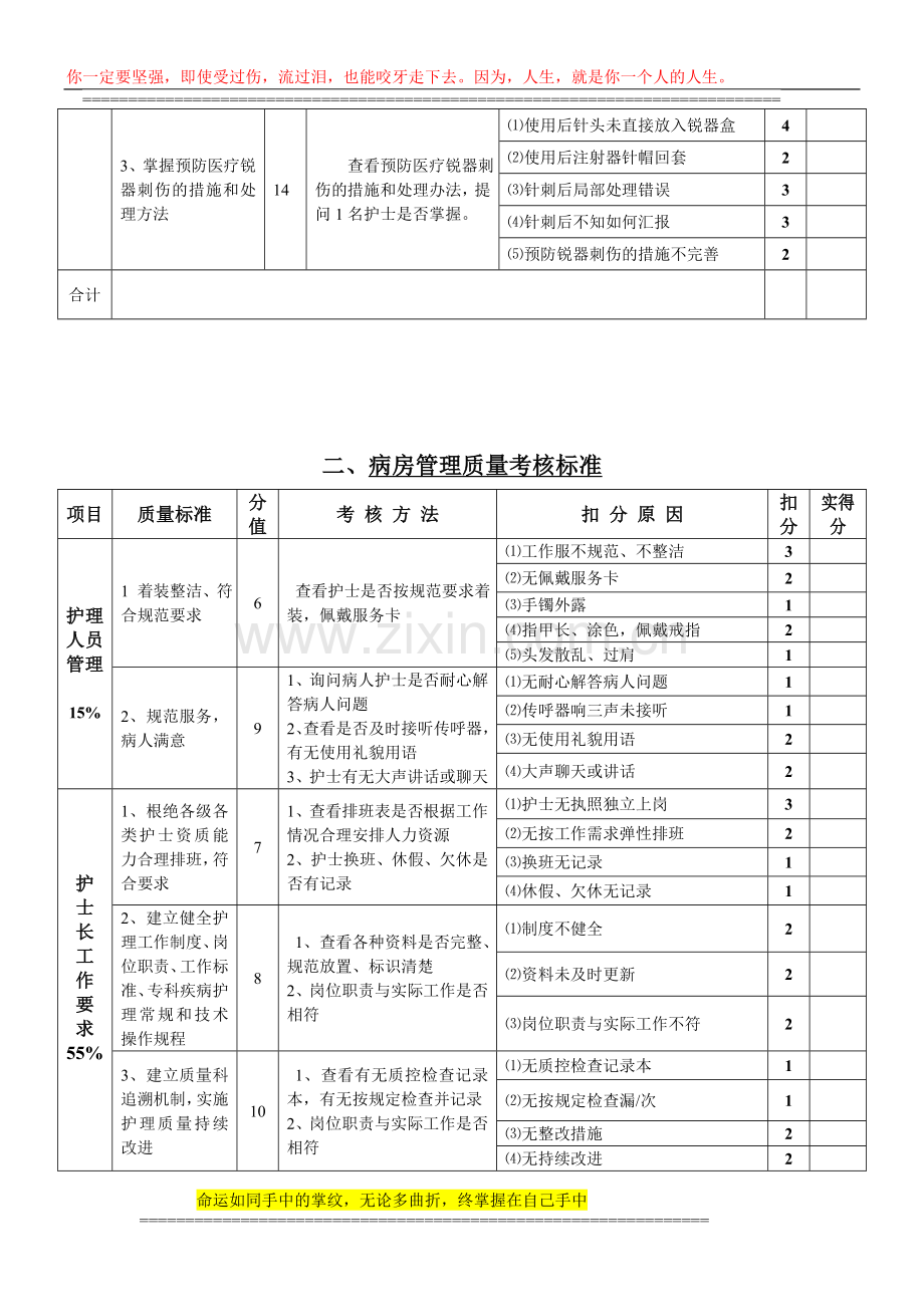 2014年护理质量考核标准..doc_第3页