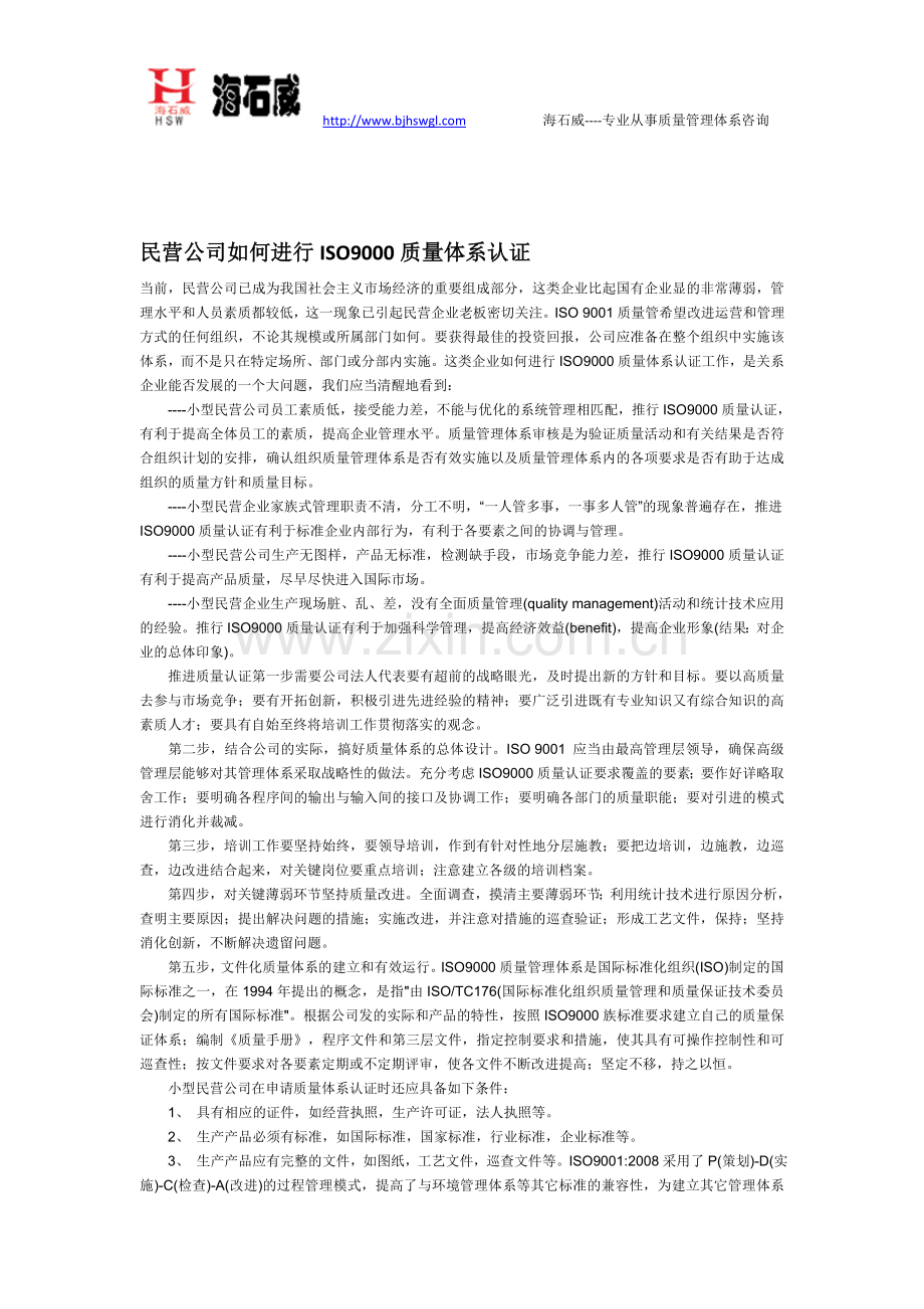 民营公司进行ISO9000.doc_第1页