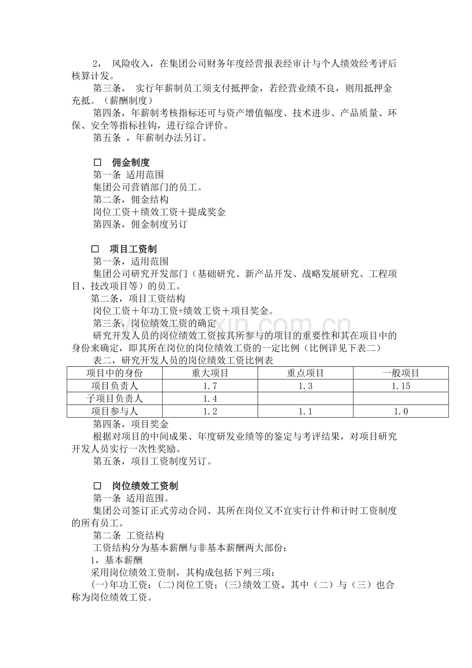 xx(集团)股份有限公司薪酬管理制度.doc_第3页