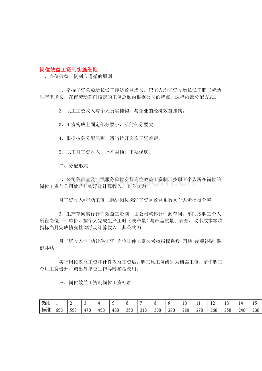 岗位效益工资制实施细则.doc_第1页