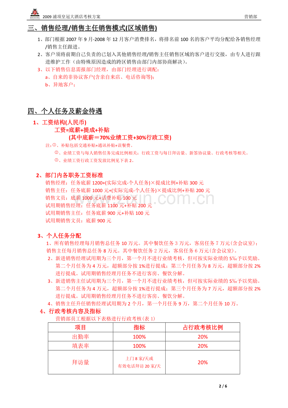 星级酒店营销部人员绩效考核方案.doc_第2页