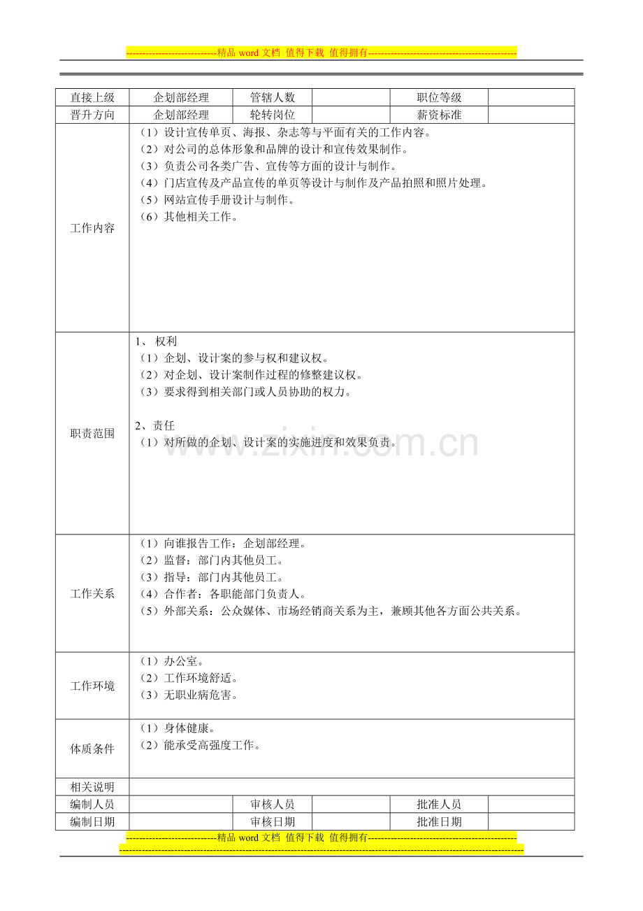 企划部平面设计岗位说明书.doc_第3页