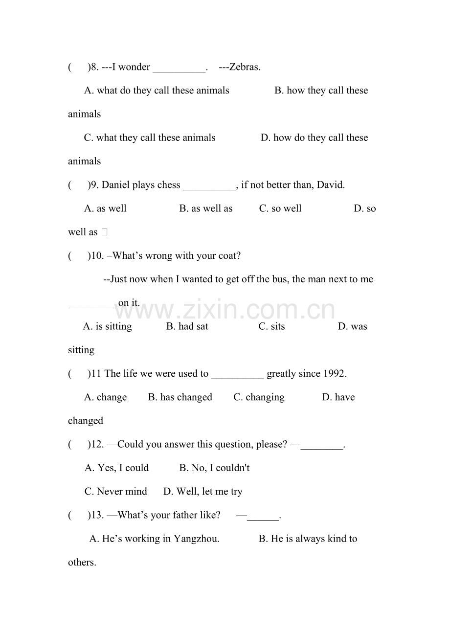 九年级英语上学期基础知识综合训练题13.doc_第2页