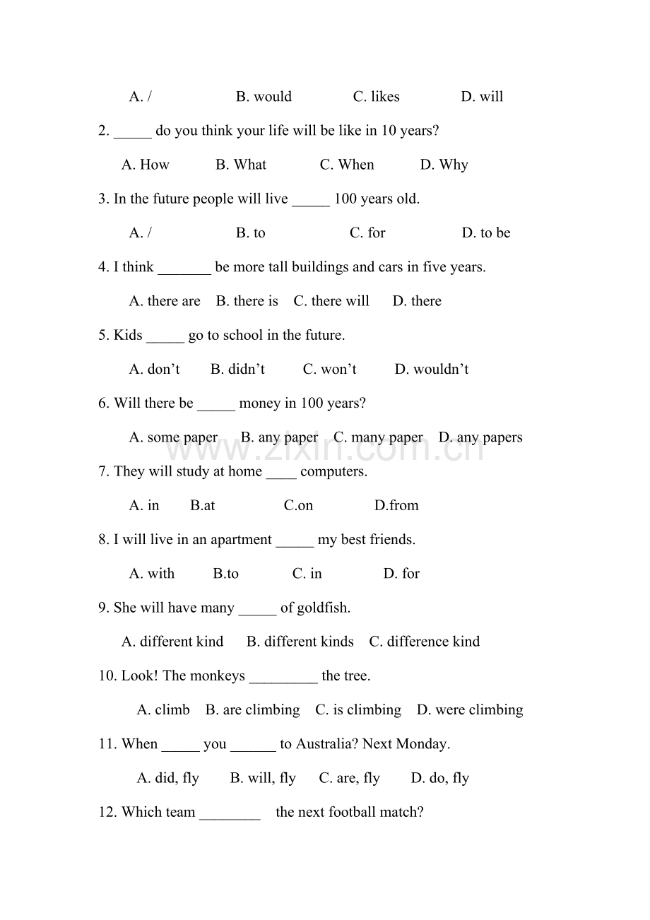 八年级英语上学期单元测试题5.doc_第3页