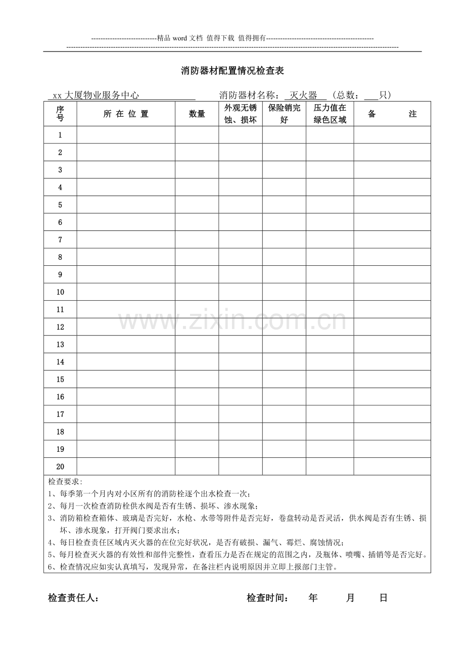 消防器材配置情况检查表.doc_第1页