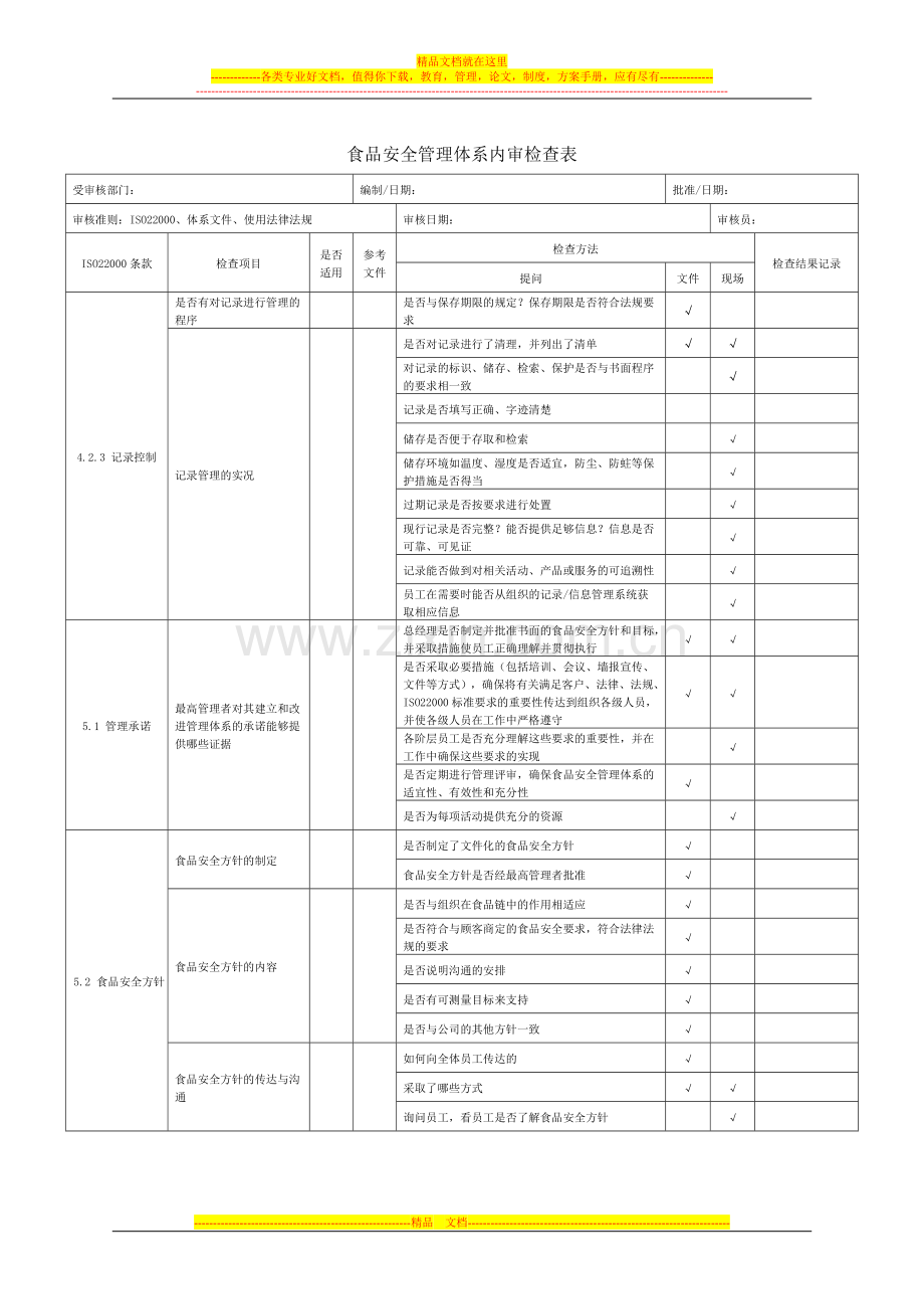 食品安全管理体系内审检查表.doc_第2页