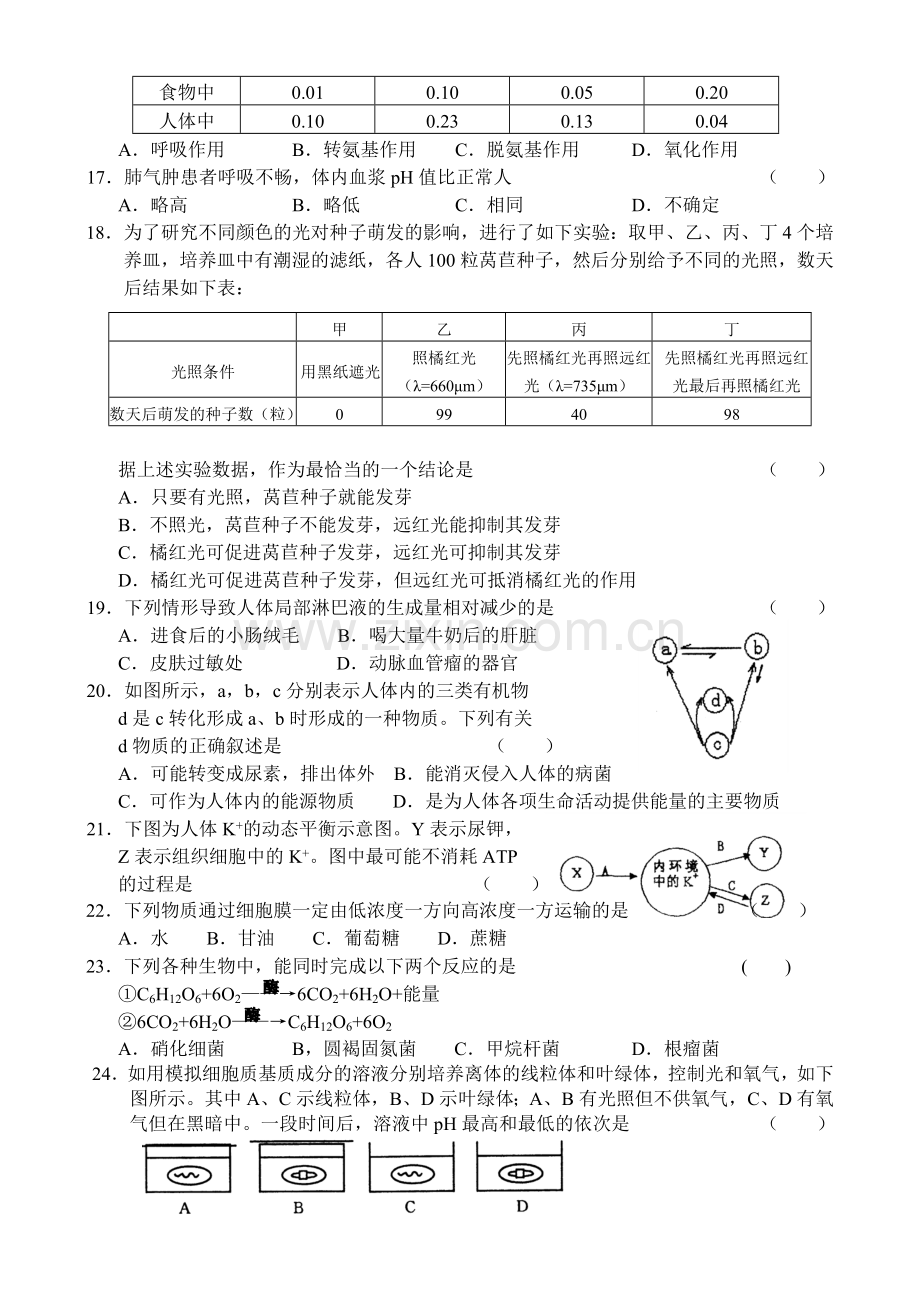 高二生物上学期期末测试题.doc_第3页