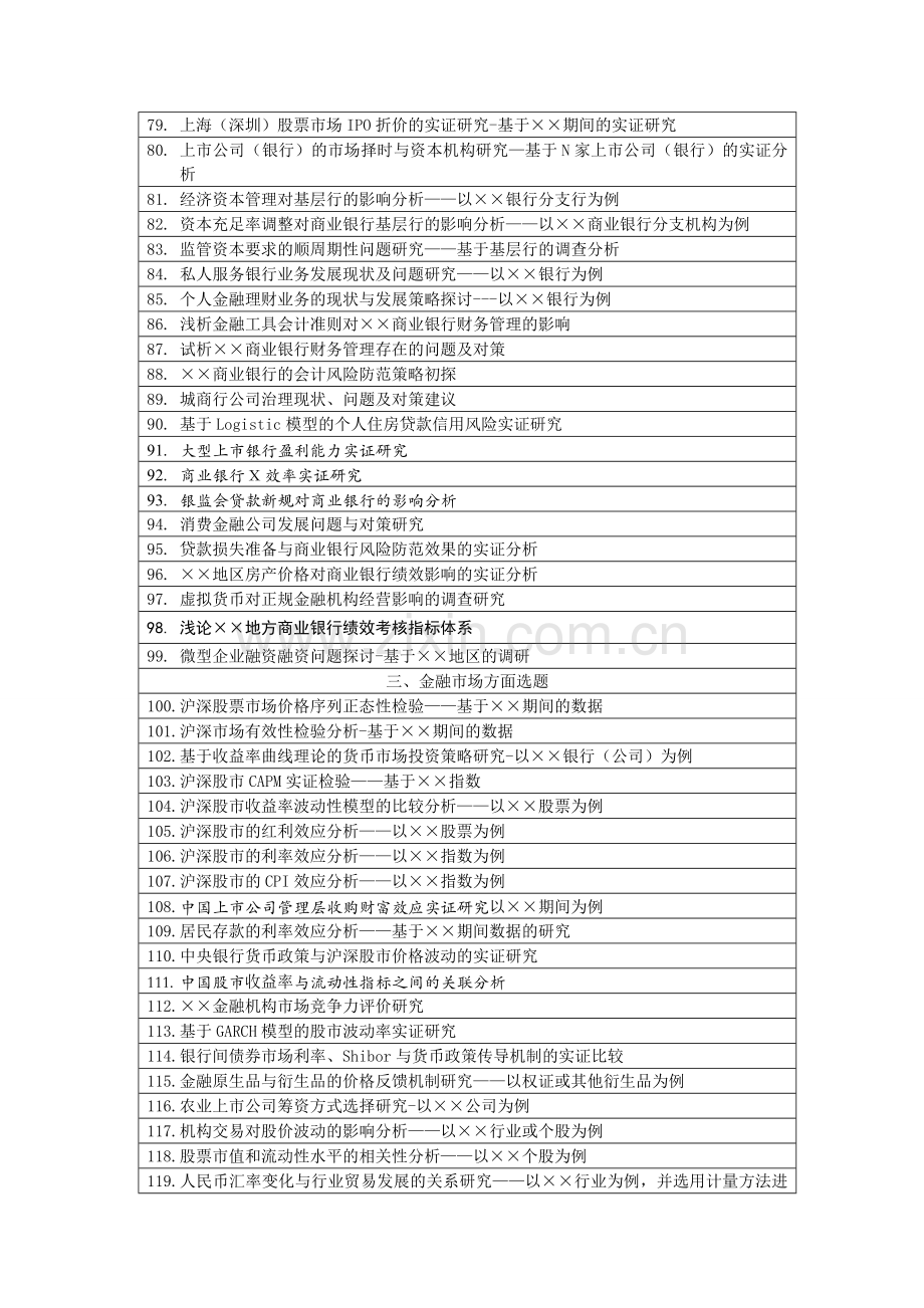 2013届金融学专业本科毕业论文参考题目.doc_第3页