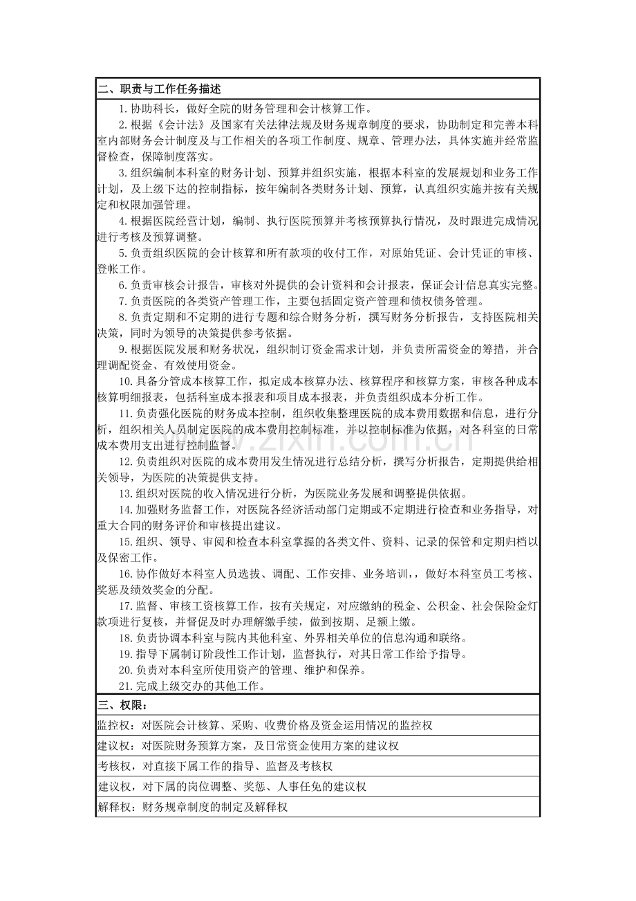 财务科副科长岗位说明书.doc_第2页