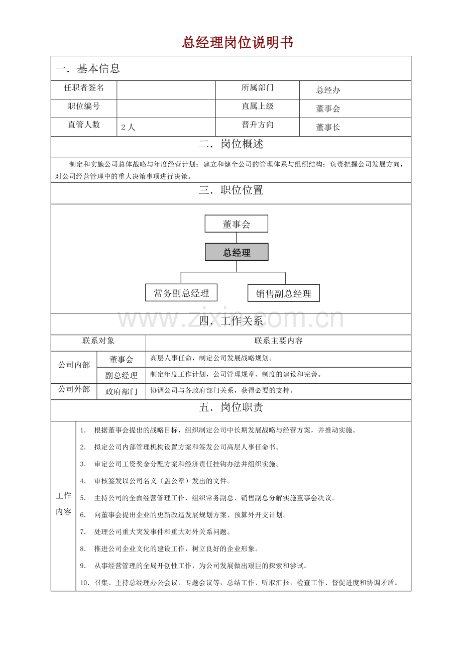 1总经理岗位职责范本.doc_第1页