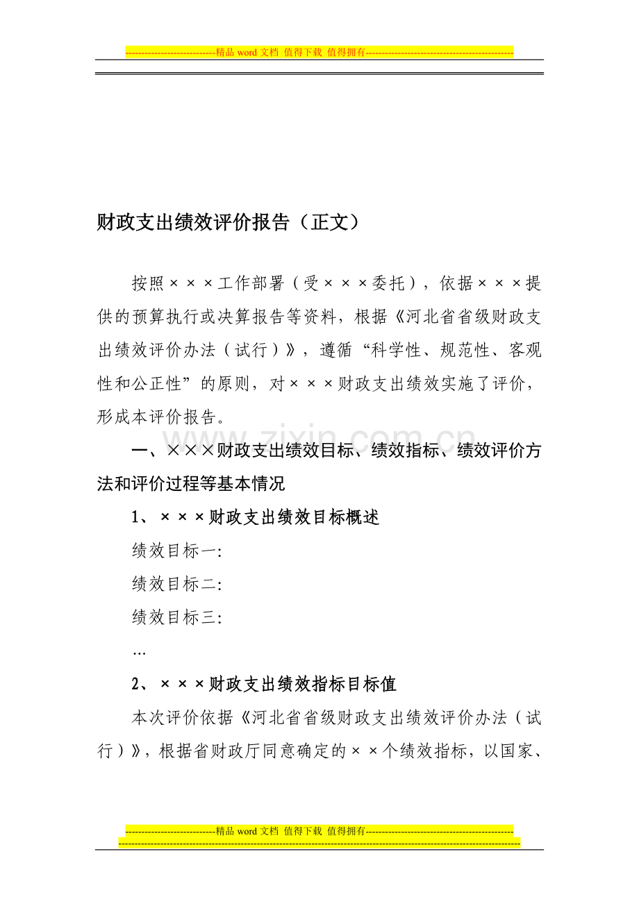 财政支出绩效评价报告格式.doc_第1页