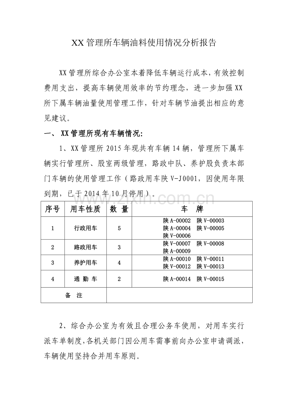 车辆油料使用情况分析报告.doc_第1页