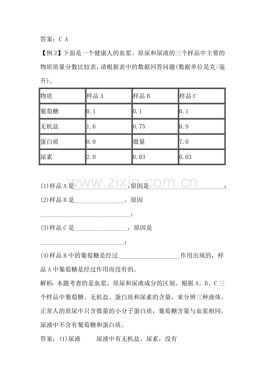 八年级生物人体内废物的排出知识点汇总及复习题.doc_第3页