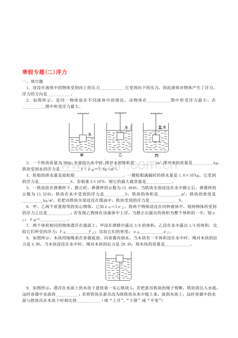 八年级物理浮力专题.doc_第1页