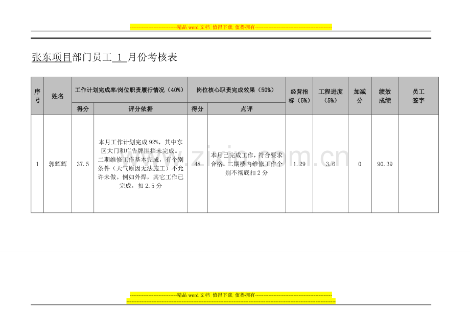 绩效考核表(员工版)1..doc_第1页