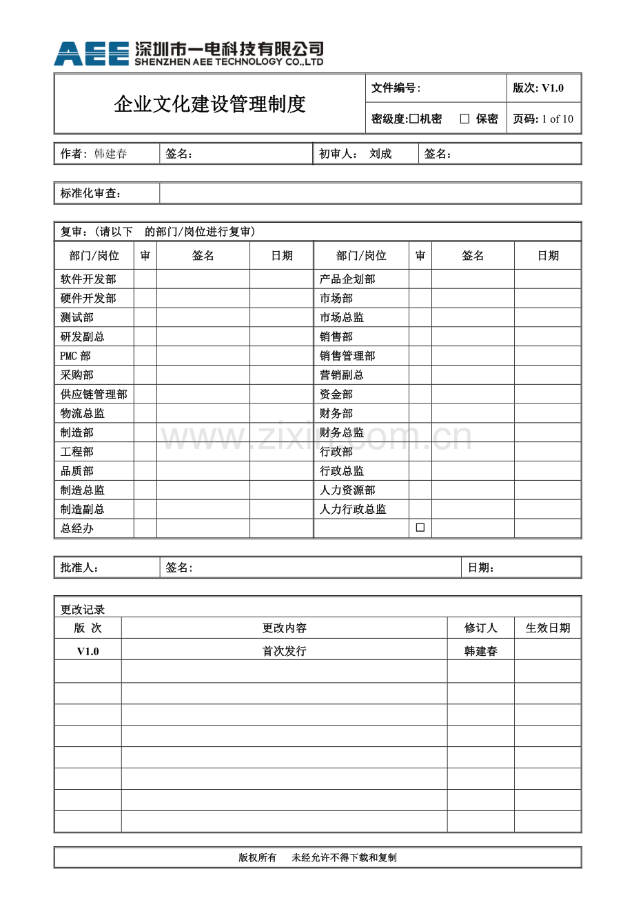 企业文化管理制度汇签文件.doc_第1页