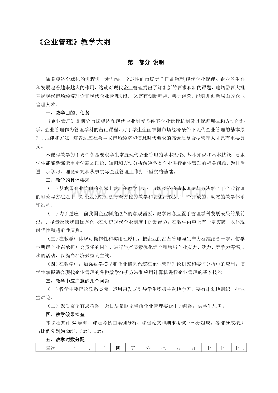 企业管理教学大纲.doc_第1页