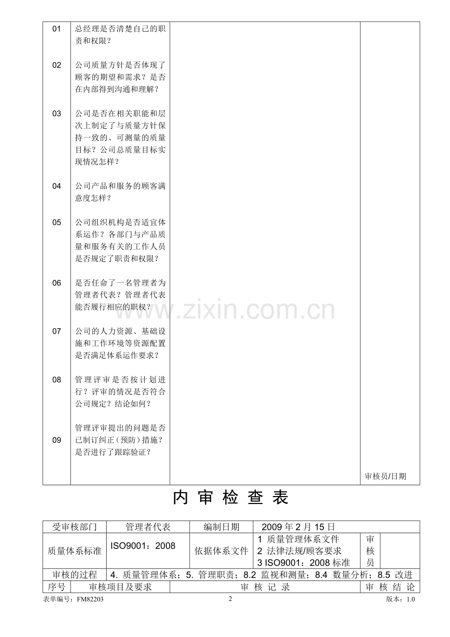 ISO9001内审检查表(范本).doc_第2页