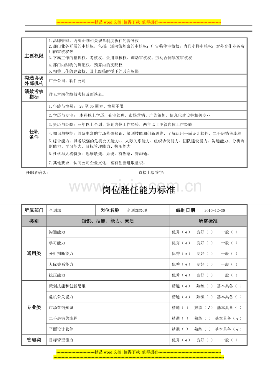 岗位说明书(营销策划部经理).doc_第2页