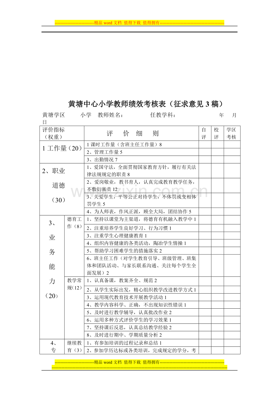 黄塘中心小学教师绩效考核表.doc_第1页