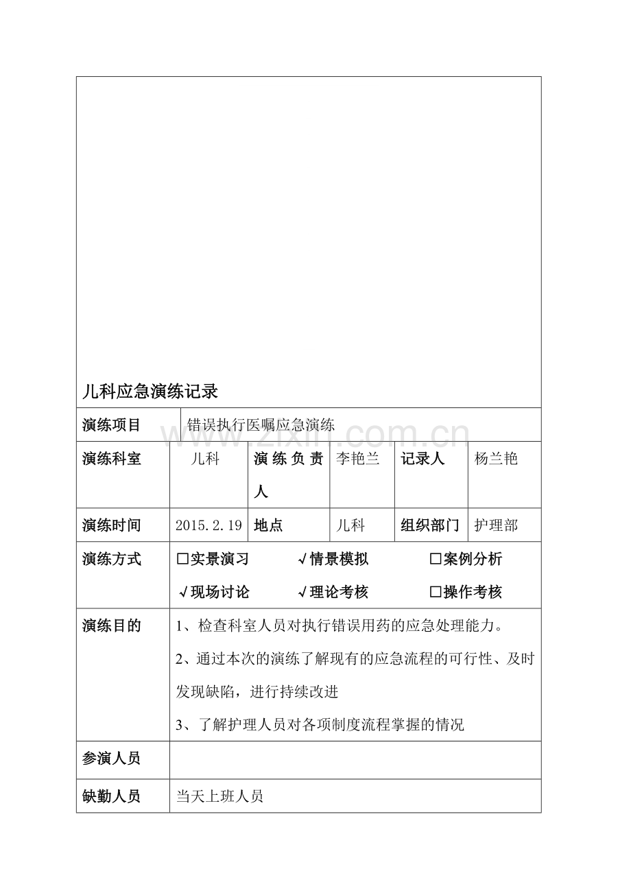 儿科错误用药不良事件应急演练.doc_第1页