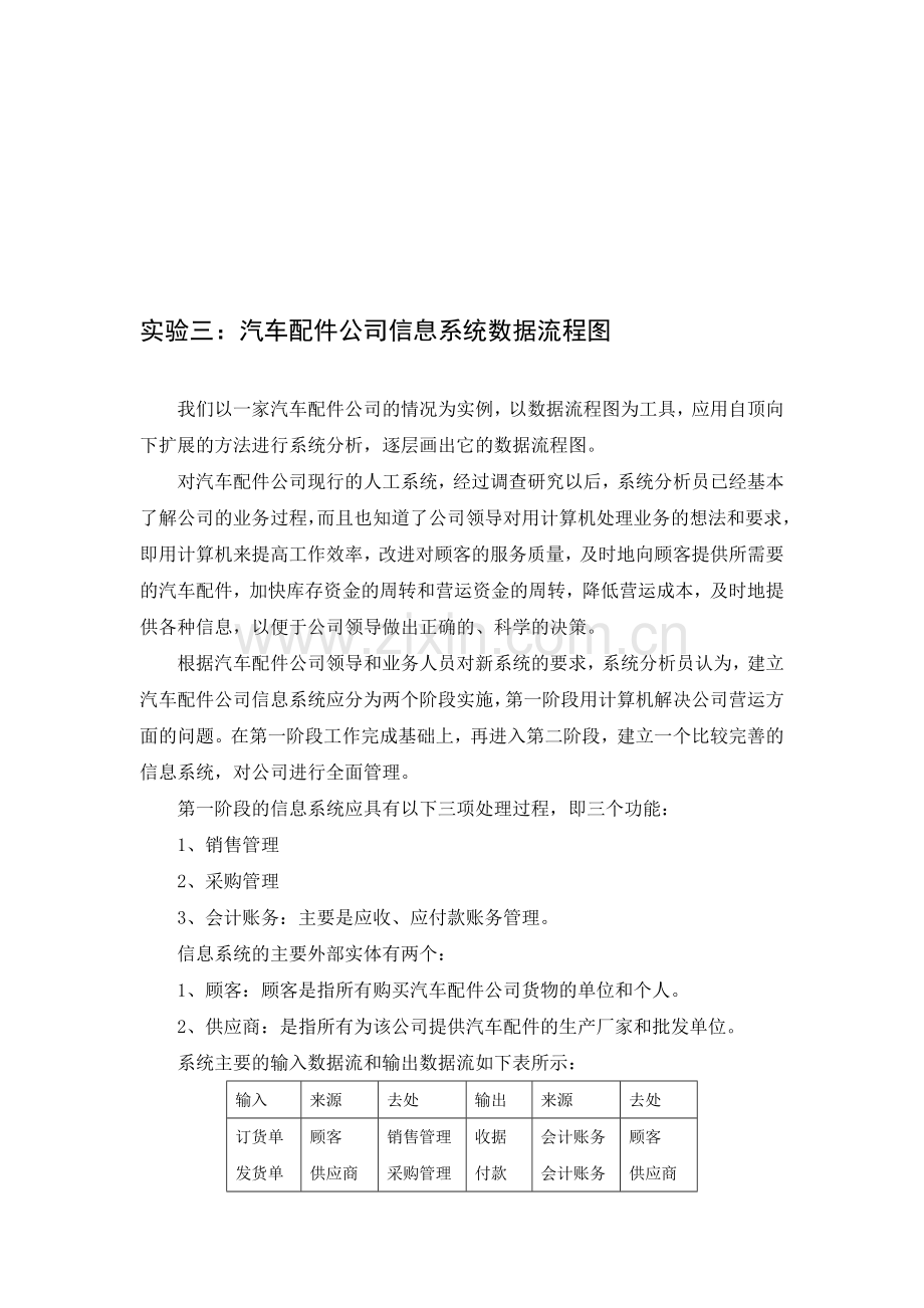 实验三：汽车配件公司信息系统数据流程图.doc_第1页