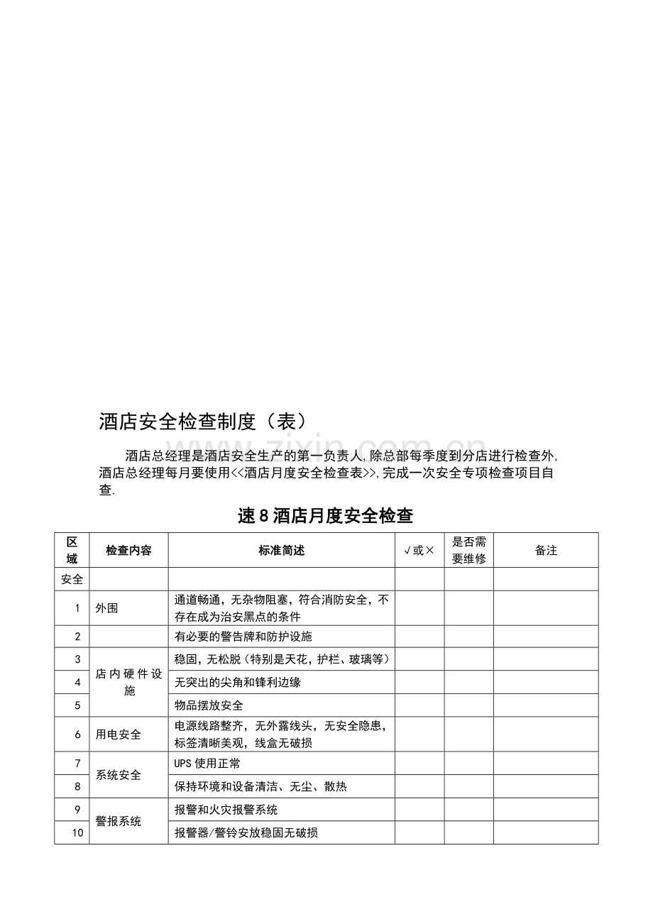 速8酒店安全检查制度(表).doc_第1页