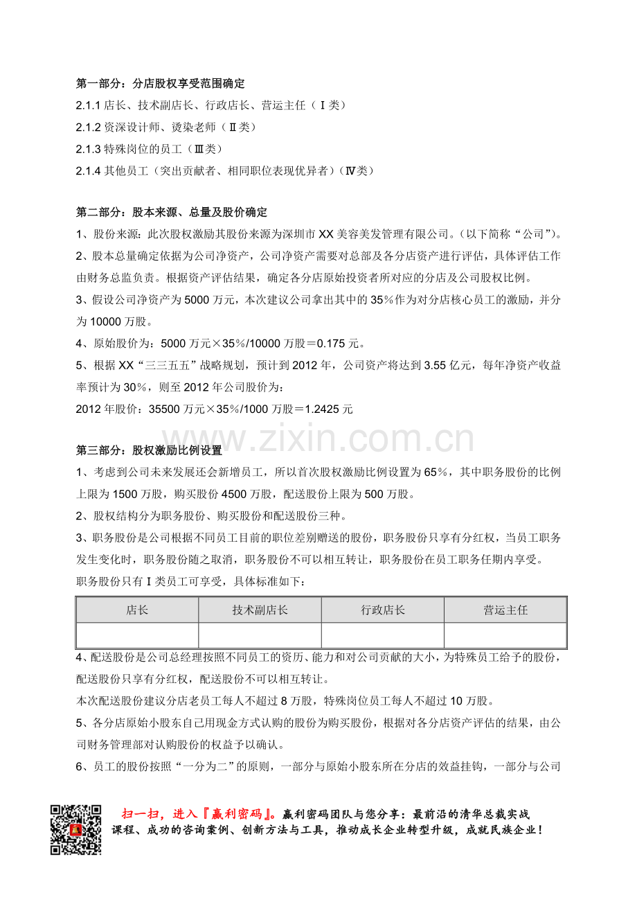 股权激励方案实施(范本).doc_第1页