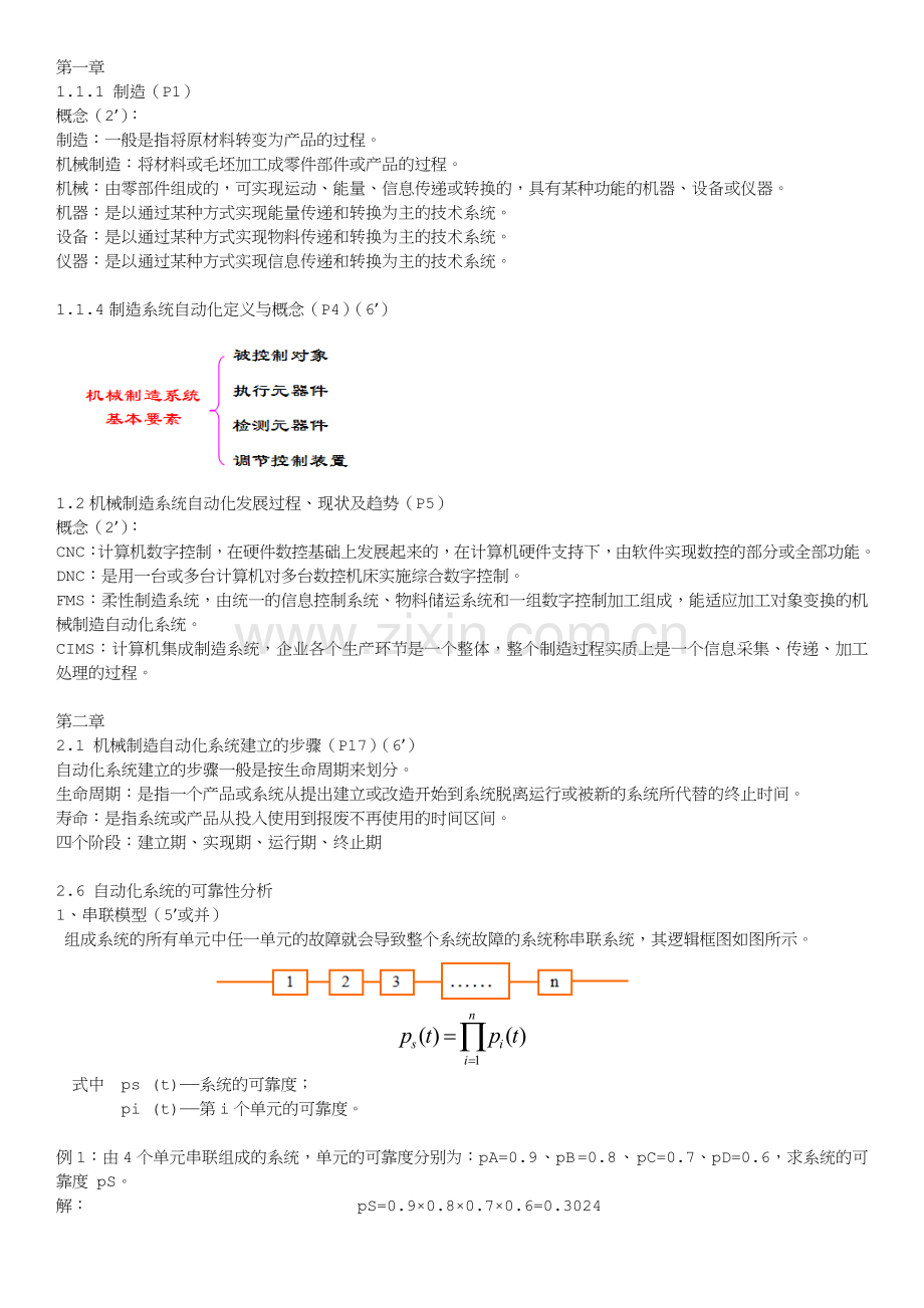 哈工大制造系统自动化技术期末考试绝佳复习资料.doc_第1页