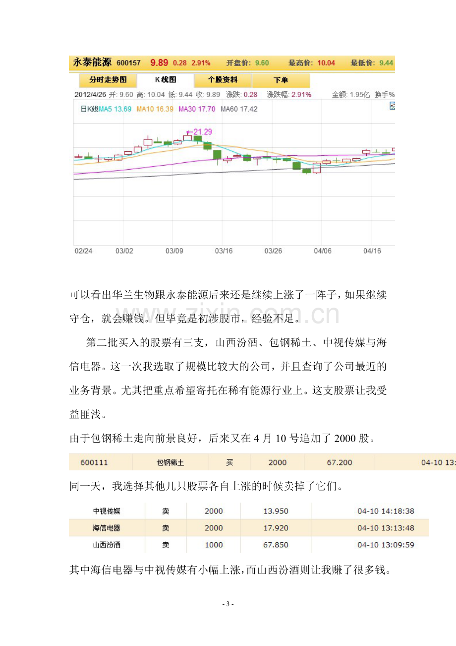 股票模拟投资分析报告.doc_第3页