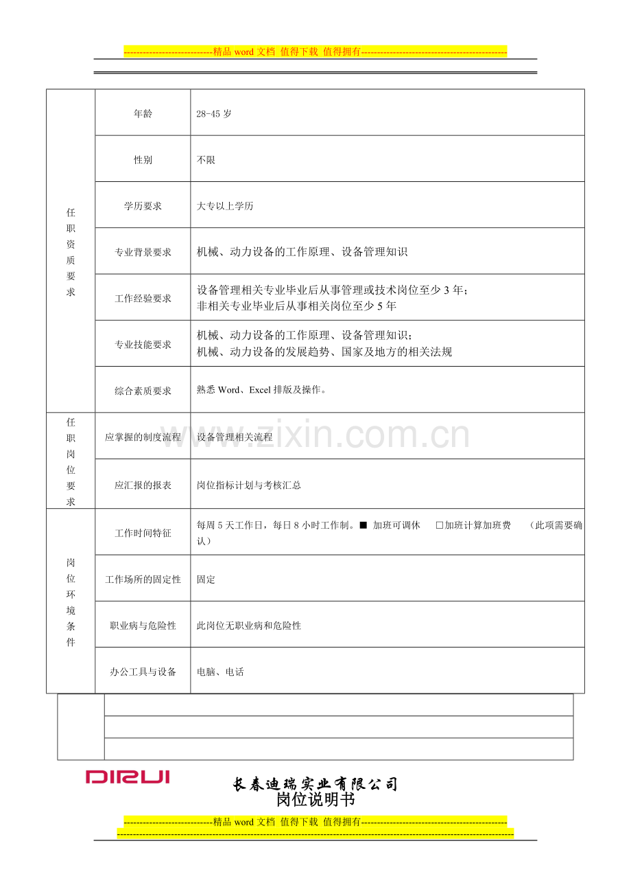 设备管理部经理岗位说明书.doc_第2页