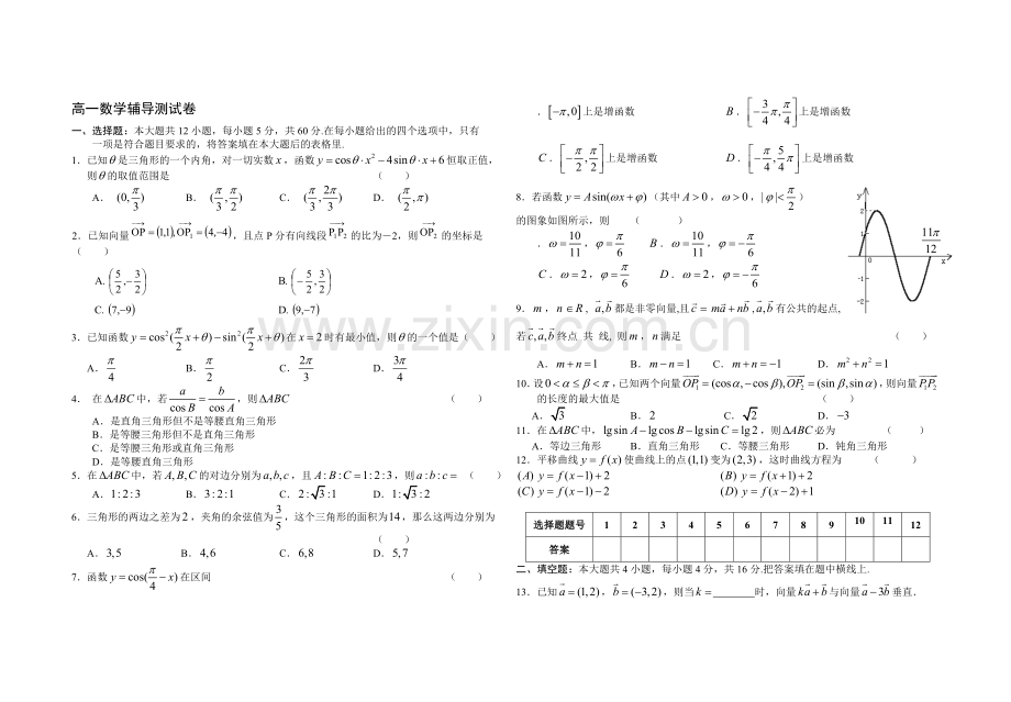 高一数学期末综合复习题.doc_第1页