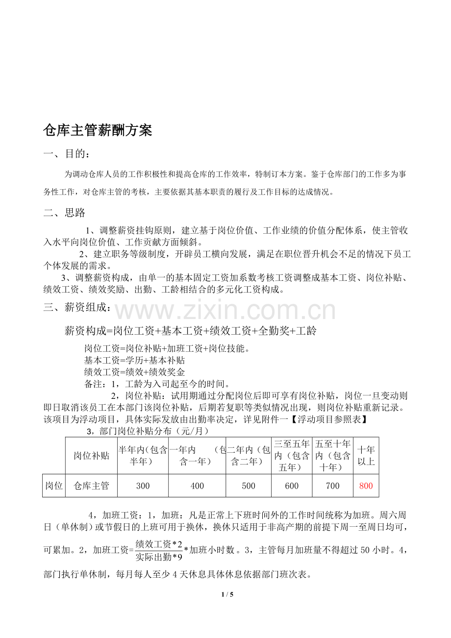 仓库主管薪酬方案.doc_第1页