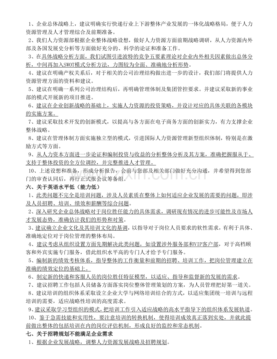 企业一级人力资源管理师公文筐答案(齐全版).doc_第3页