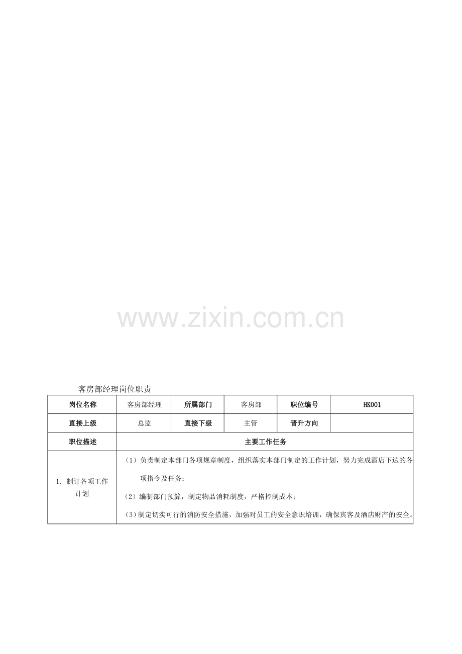 客房部岗位职责及规范.doc_第1页