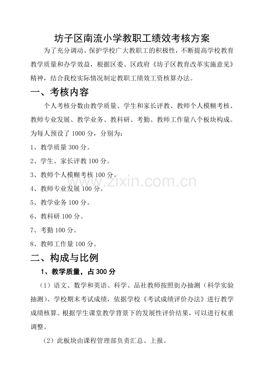 南流小学教职工绩效考核方案1.doc_第1页