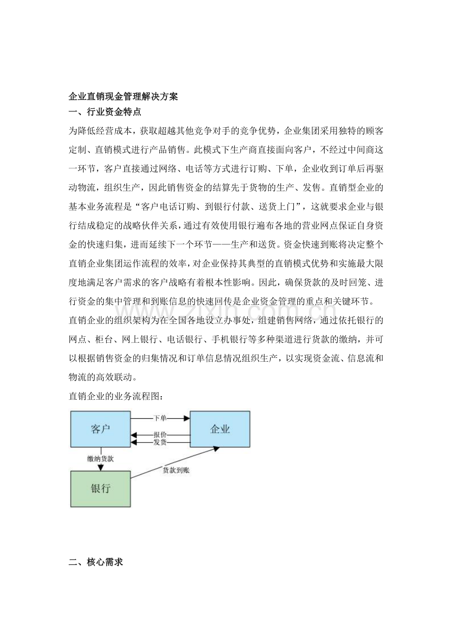 企业直销现金管理解决方案.doc_第1页