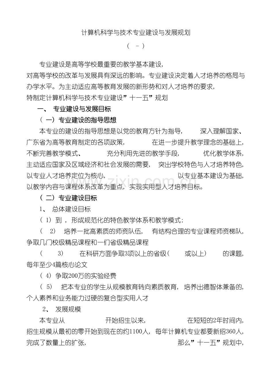 计算机科学与技术专业建设与发展规划模板.doc_第2页