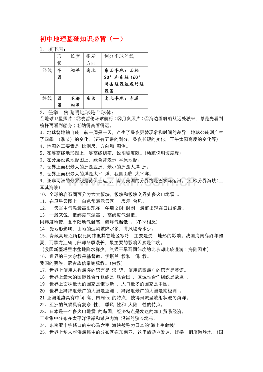 初中地理必背基础知识.docx_第1页