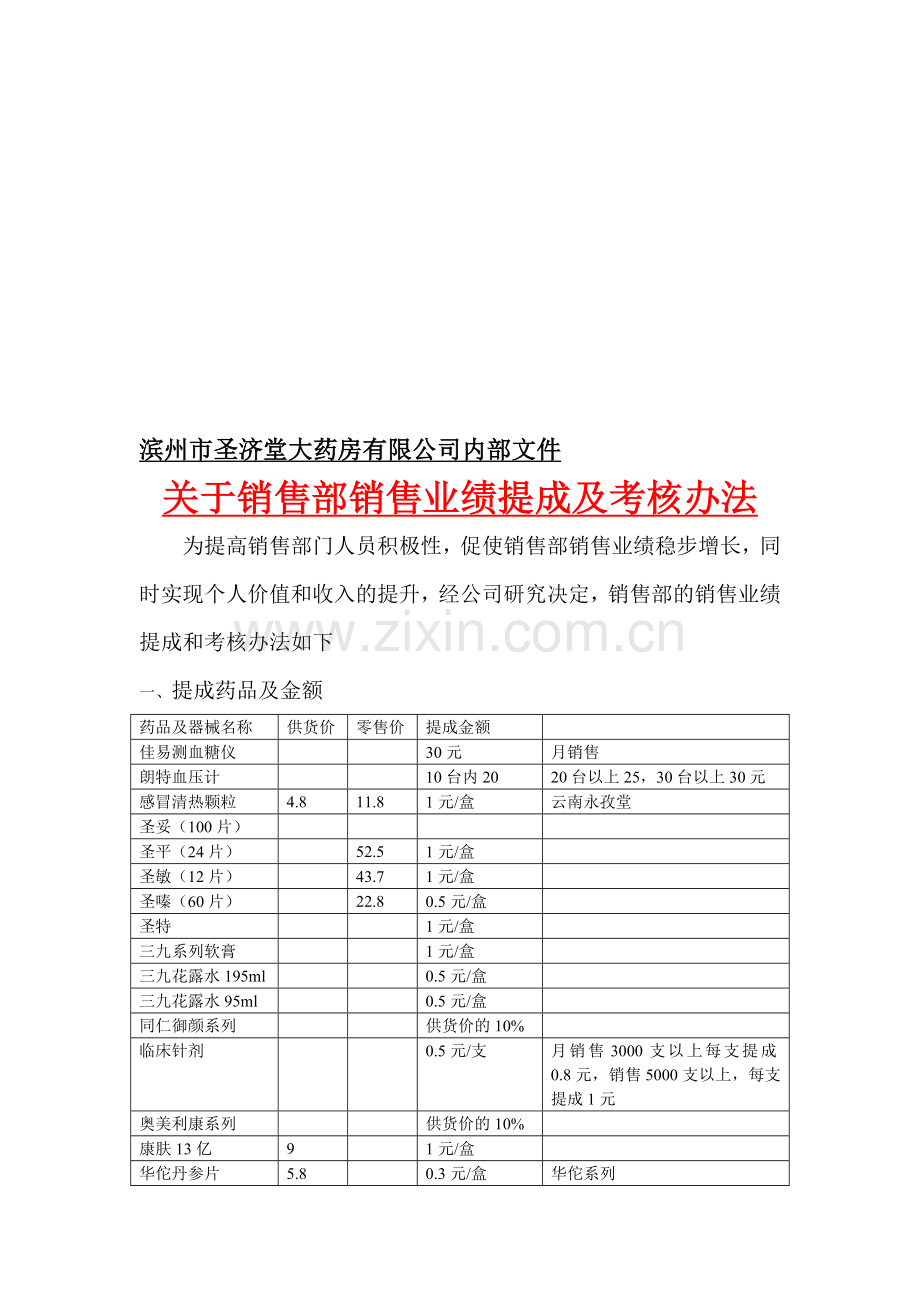 销售业绩提成及考核..doc_第1页