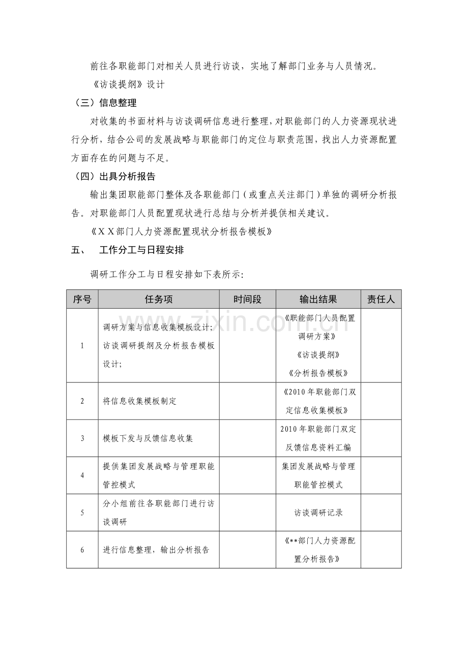 集团职能部门人员配置现状调研方案.doc_第3页