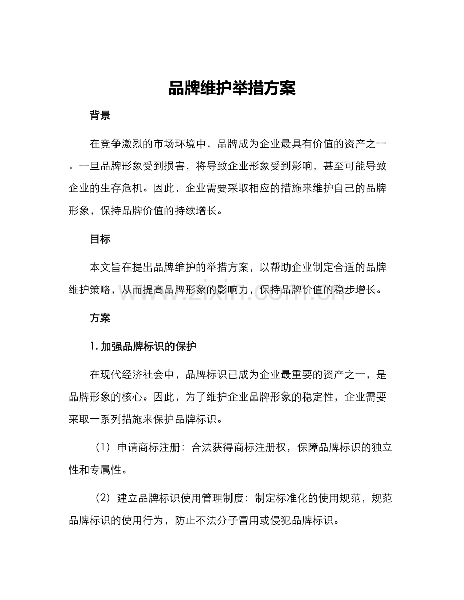 品牌维护举措方案.docx_第1页