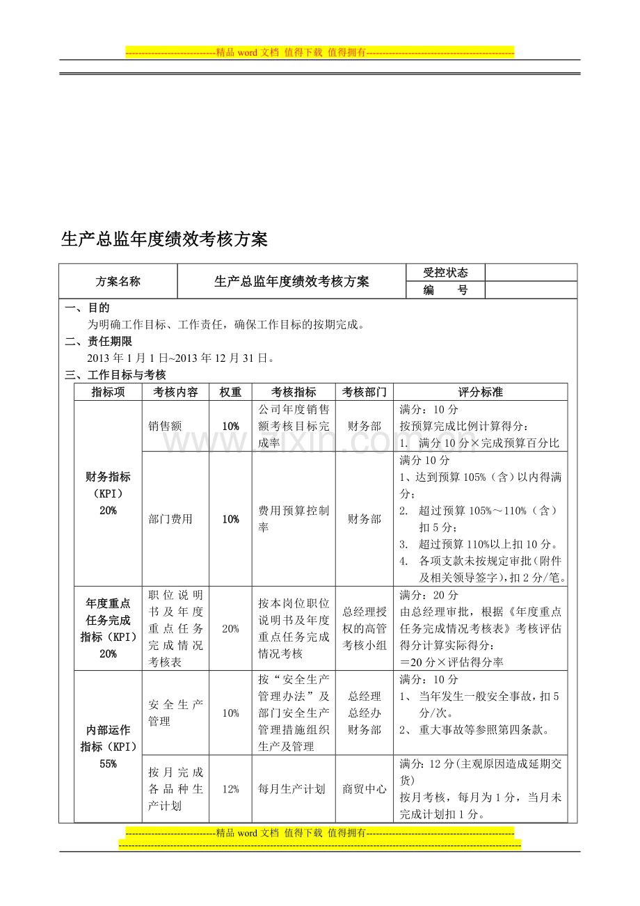 生产总监年度绩效考核方案..doc_第1页